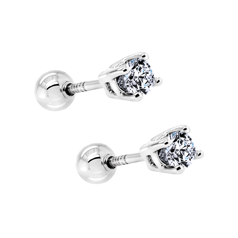 Papidú <p>  Baby Earring </p> <p> 18k White gold and diamond </p> <p> <FONT SIZE=2>  JBB-007 </font> </p>