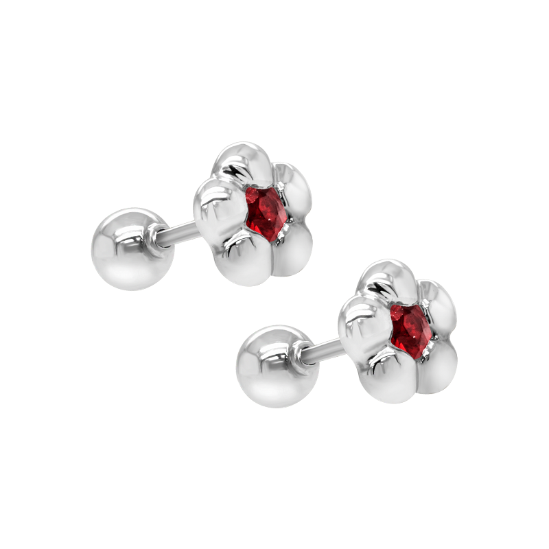 Papidú <p>  Baby Earring L </p> <p> 18k White gold and ruby </p> <p> <FONT SIZE=2> JBB-002-G </font> </p>