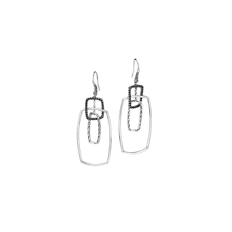 JOHN HARDY <p> Earring  Classic Chain </p> <p> Silver 925 and Black Sapphire </p> <p> <FONT SIZE=2>  EBS990691BLS </font> </p>