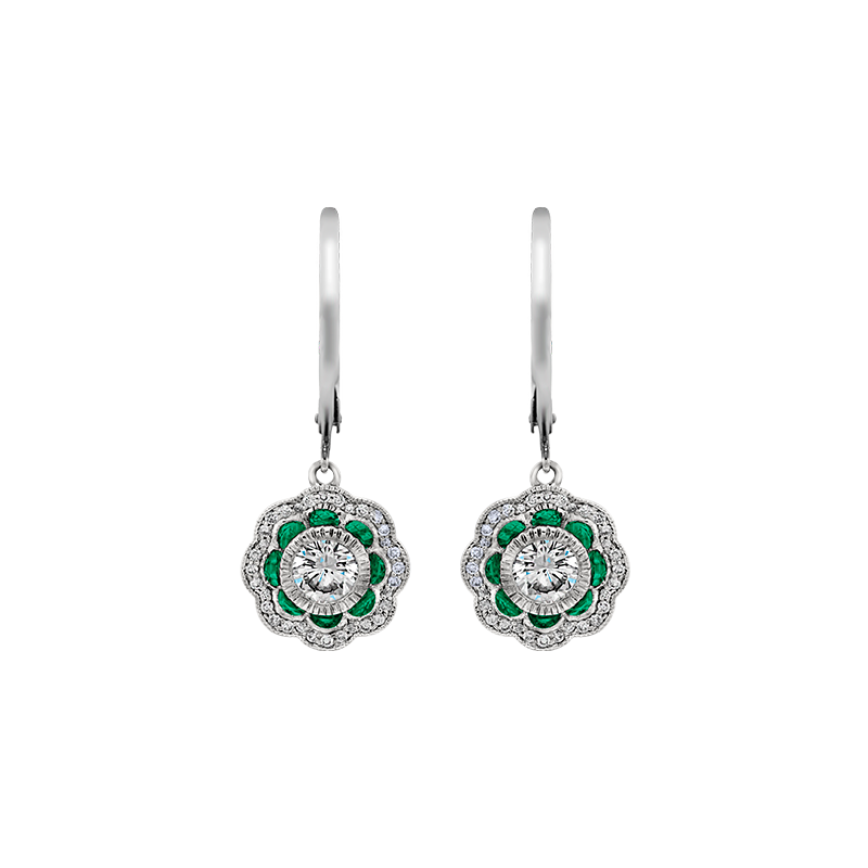 Papidú <p>  Earrings </p> <p> 18k White gold diamond and esmerald </p> <p> <FONT SIZE=2>  ER0100619 </font> </p>