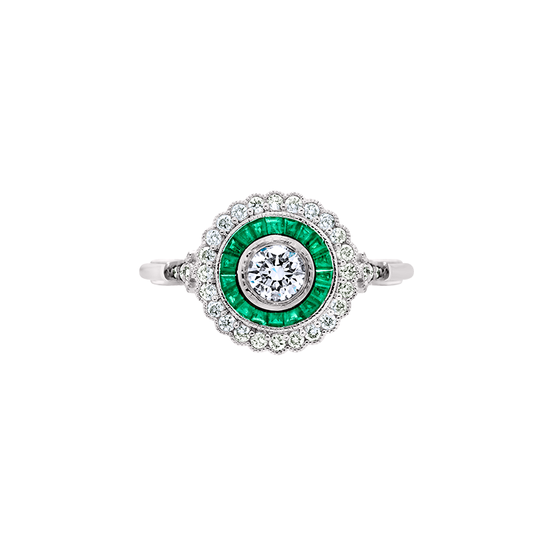 Papidú <p>  Ring </p> <p> 18k White gold diamond and esmerald </p> <p> <FONT SIZE=2>  RI3610321 </font> </p>