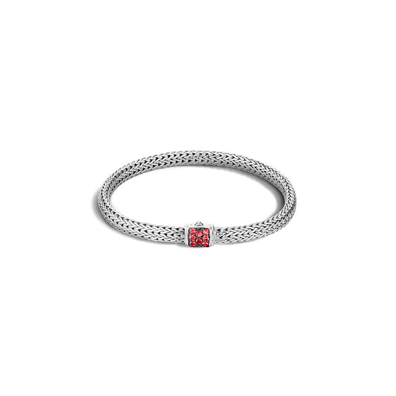 JOHN HARDY <p>  Bracelet Classic Chain M </p> <p> Silver 925 and Red Sapphire </p> <p> <FONT SIZE=2>  BBS9042RSPXM </font> </p>